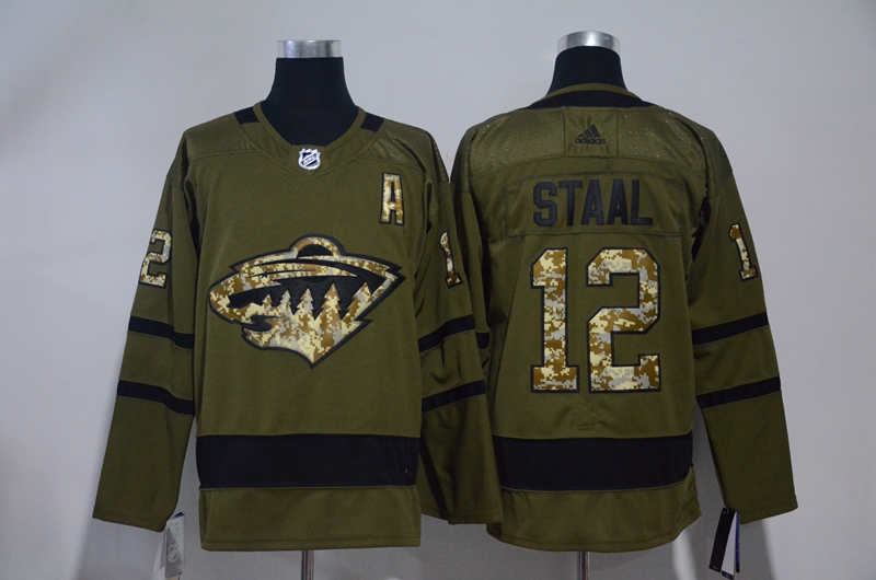 Wild 12 Eric Staal Olive Green  Jersey