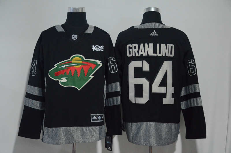 Wild 64 Mikael Granlund Black 1917 2017 100th Anniversary  Jersey