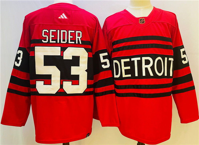 Wings 53 Moritz Seider Red Reverse Retro Adidas Jersey