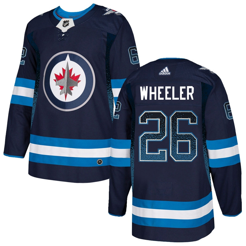 Winnipeg Jets 26 Blake Wheeler Navy Drift Fashion  Jersey