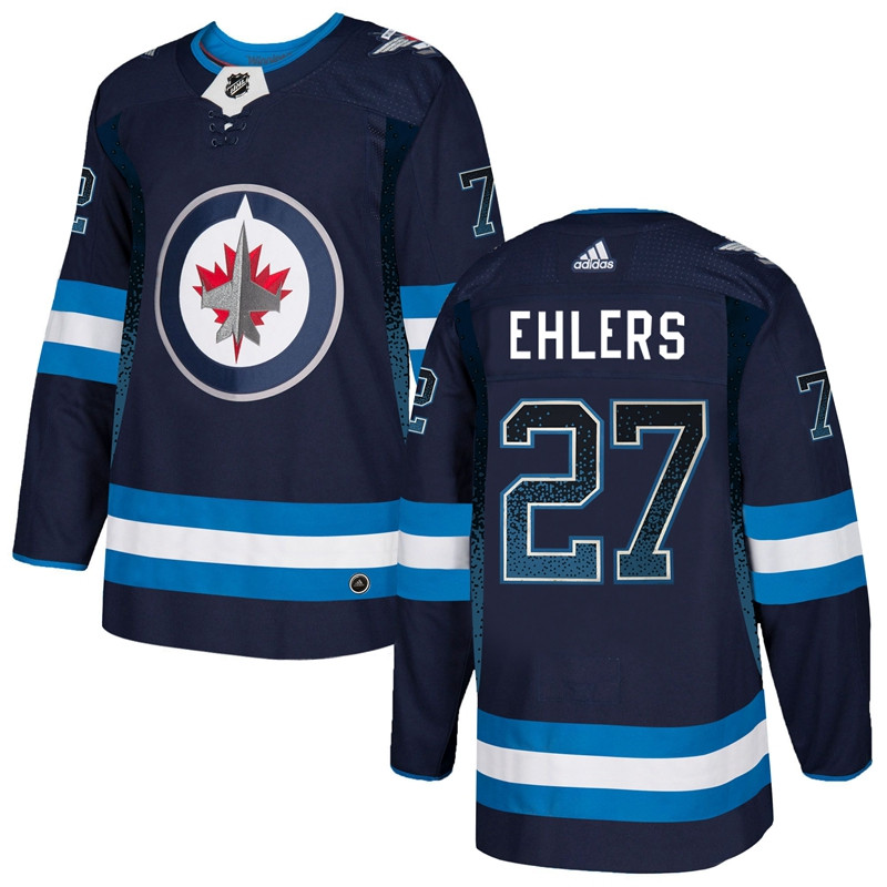 Winnipeg Jets 27 Nikolaj Ehlers Navy Drift Fashion  Jersey