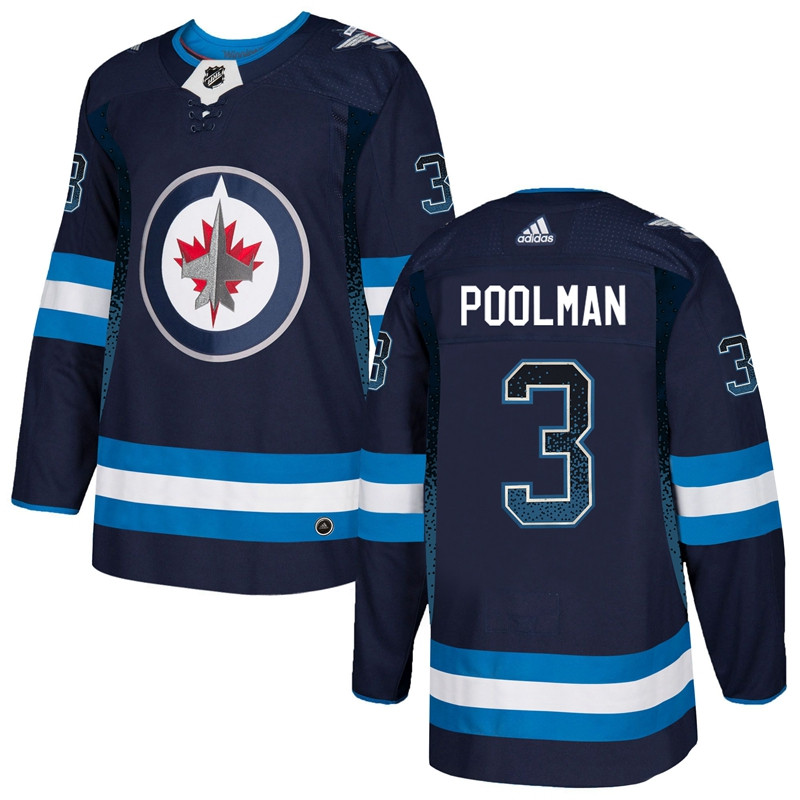 Winnipeg Jets 3 Tucker Poolman Navy Drift Fashion  Jersey