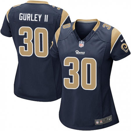 WoMen  Los Angeles Rams 30 Todd Gurley Navy Blue Team Color Sttiched NFL Jersey