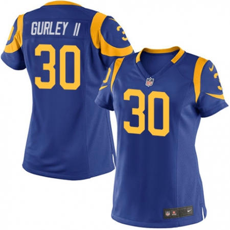 WoMen  Los Angeles Rams 30 Todd Gurley Royal Blue Alternate Stitched NFL Jersey