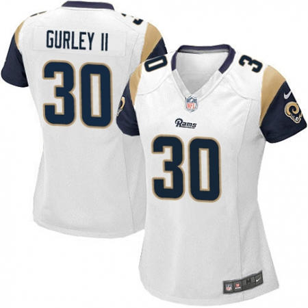 WoMen  Los Angeles Rams 30 Todd Gurley White Stitched NFL Jersey