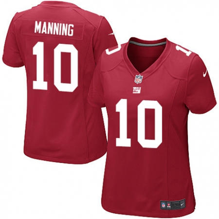WoMen  New York Giants 10 Eli Manning Red Alternate Stitched NFL Jersey