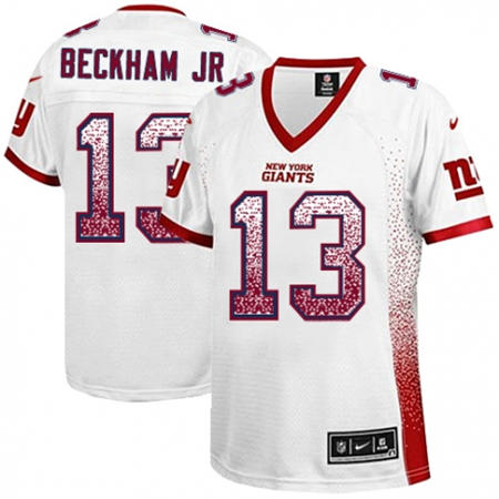 WoMen  New York Giants 13 Odell Beckham Jr Limited White Drift Fashion NFL Jersey