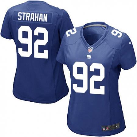 WoMen  New York Giants 92 Michael Strahan Royal Blue Team Color Stitched NFL Jersey