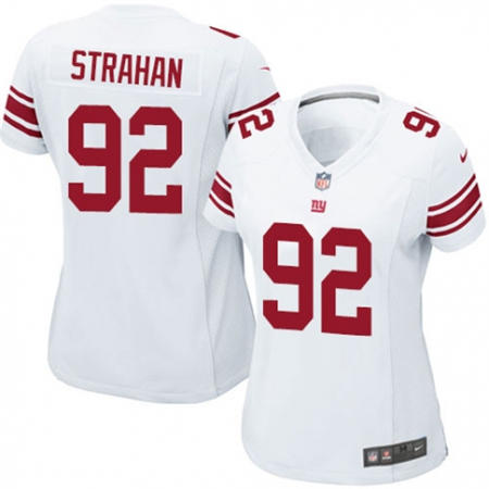 WoMen  New York Giants 92 Michael Strahan White Stitched NFL Jersey
