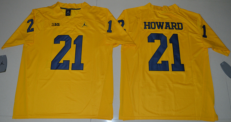 Wolverines 21 Desmond Howard Yellow Jordan Brand Stitched NCAA Jersey