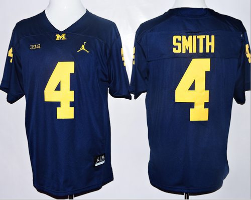 Wolverines 4 DeVeon Smith Navy Blue Jordan Brand Stitched NCAA Jersey
