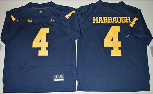 Wolverines 4 Jim Harbaugh Navy Blue Jordan Brand Stitched NCAA Jersey
