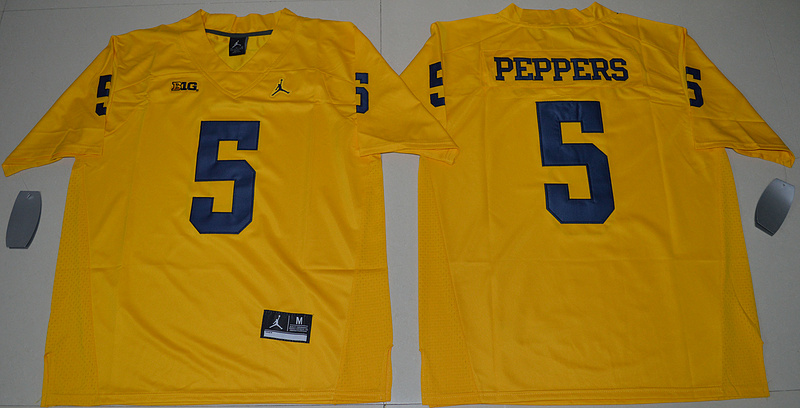 Wolverines 5 Jabrill Peppers Yellow Jordan Brand Stitched NCAA Jersey