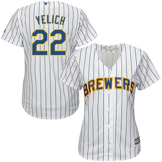 Women's Majestic Christian Yelich Milwaukee Brewers Player White Cool Base Alternate Jersey