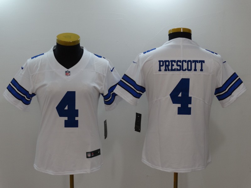 Women's  Dallas cowboys #4 Dak Prescott White 2017 Vapor Untouchable Limited Jersey