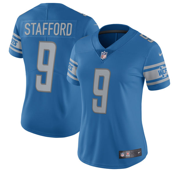 Women's  Detroit Lions #9 Matthew Stafford Light Blue 2017 Vapor Untouchable Limited Stitched Jersey