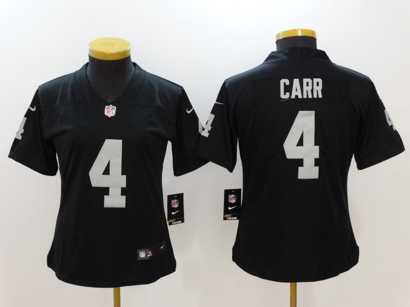 Women's  Oakland Raiders #4 Derek Carr Black 2017 Vapor Untouchable Limited Stitched Jersey