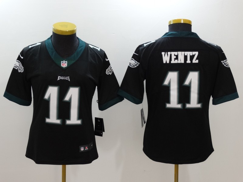 Women's  Philadelphia Eagles #11 Carson Wentz Black 2017 Vapor Untouchable Limited Stitched Jersey