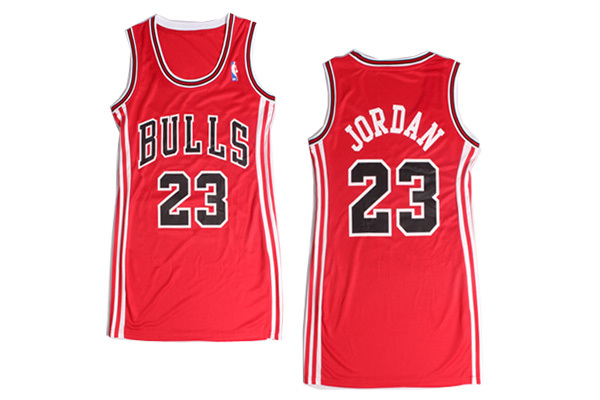 Women NBA Chicago Bulls 23 Michael Jordan Red Dress Jersey