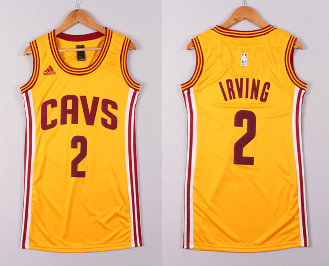 Women NBA Cleveland Cavaliers 2 Kyrie Irving Yellow Dress Jersey