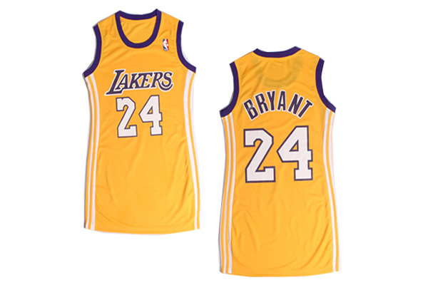 Women NBA Los Angeles Lakers 24 Kobe Bryant Yellow Dress Jersey