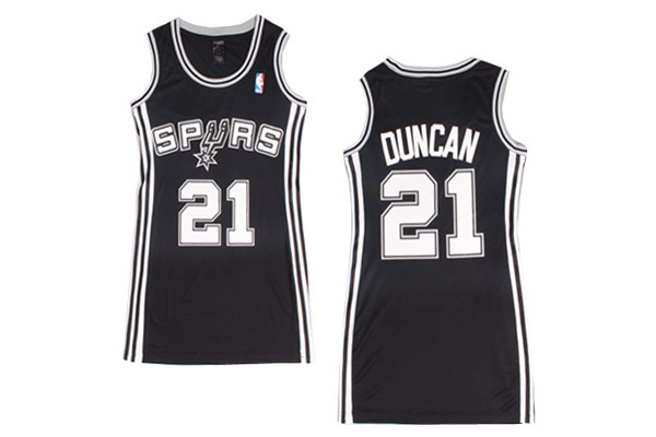 Women NBA San Antonio Spurs 21 Tim Duncan Black Dress Jersey