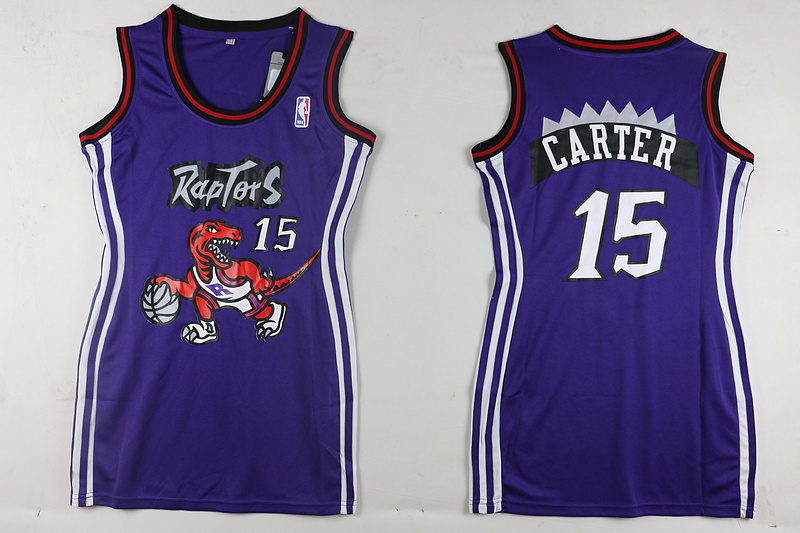 Women NBA Toronto Raptors 15 Vince Carter Blue Dress Jerseys