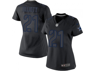 Women  Dallas Cowboys 21 Ezekiel Elliott Black Impact Stitched NFL Limited Jersey