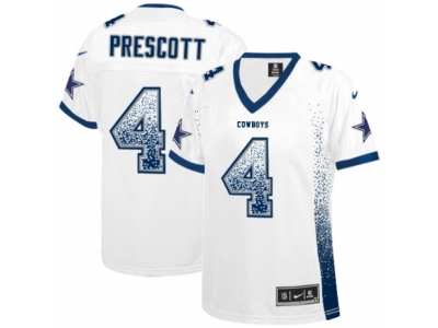 Women  Dallas Cowboys 4 Dak Prescott Limited White Drift Fashion NFL Jersey