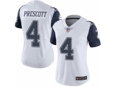 Women  Dallas Cowboys 4 Dak Prescott Limited White Rush NFL Jersey