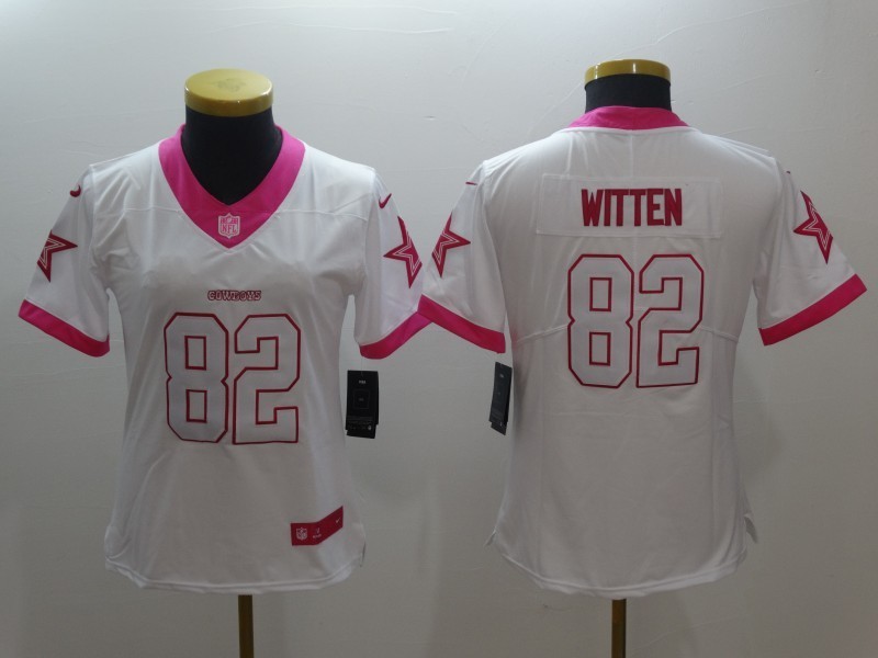 Women  Dallas Cowboys 82 Jason Witten Limited Rush Fashion Pink NFL Jersey