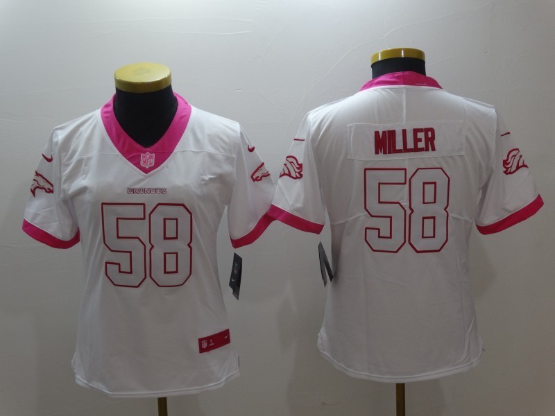 Women  Denver Broncos 58 Von Miller Limited Rush Fashion Pink NFL Jersey