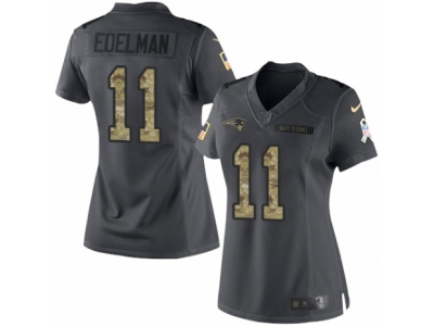 Women  New England Patriots 11 Julian Edelman Limited Black 2016 Salute to Service NFL Jersey