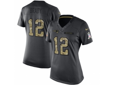 Women  New England Patriots 12 Tom Brady Limited Black 2016 Salute to Service NFL Jersey