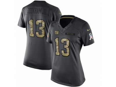 Women  New York Giants 13 Odell Beckham Jr Limited Black 2016 Salute to Service NFL Jersey