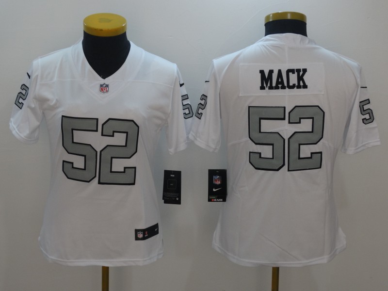 Women  Oakland Raiders 52 Khalil Mack Limited White Rush NFL Jersey