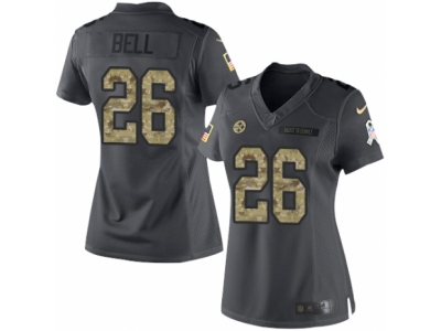 Women  Pittsburgh Steelers 26 Le Veon Bell Limited Black 2016 Salute to Service NFL Jersey