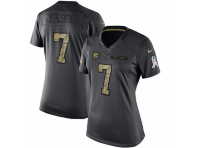 Women  Pittsburgh Steelers 7 Ben Roethlisberger Limited Black 2016 Salute to Service NFL Jersey