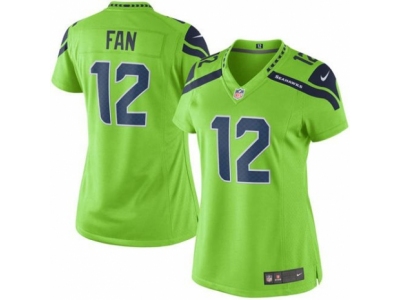 Women  Seattle Seahawks 12 Fan Green Stitched NFL Limited Rush Jersey
