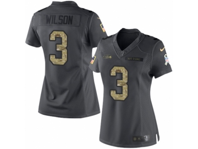 Women  Seattle Seahawks 3 Russell Wilson Limited Black 2016 Salute to Service NFL Jersey