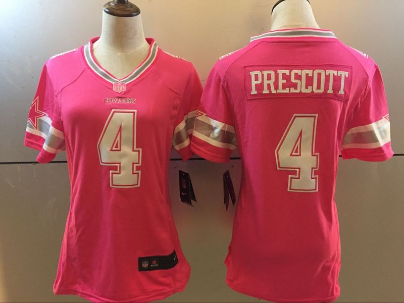 Women  dallas cowboys 4 Dak Prescott pink jerseys