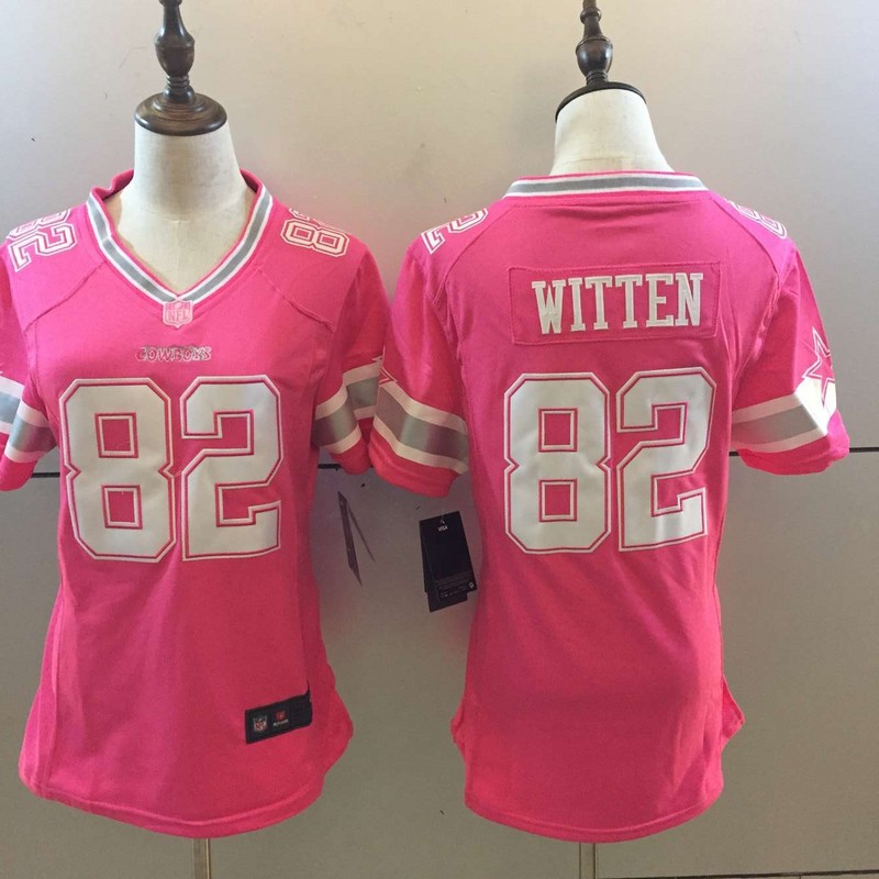 Women  dallas cowboys 82 Jason Witten pink jerseys