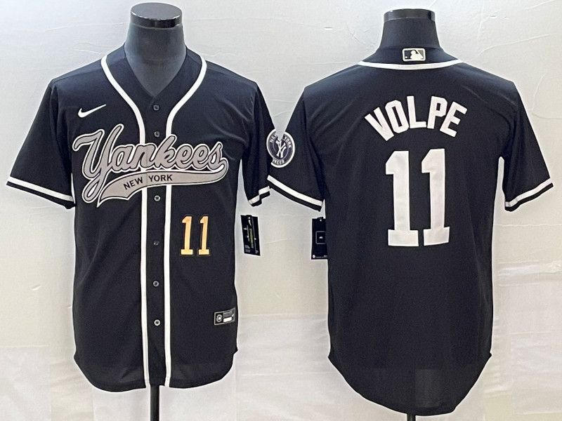 Yankees 11 Anthony Volpe Number Black Cool Base Jersey