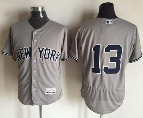 Yankees 13 Alex Rodriguez Grey Flexbase Authentic Collection Stitched MLB Jersey