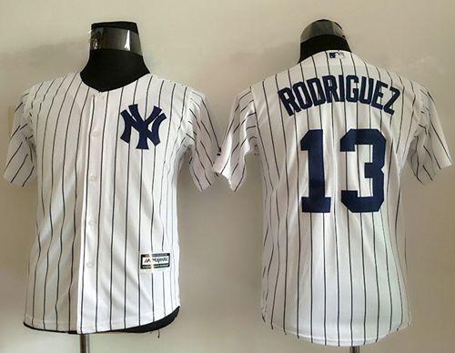 Yankees 13 Alex Rodriguez White Name Back Stitched Youth MLB Jersey