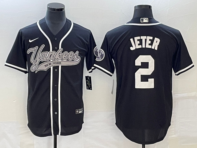 Yankees 2 Derek Jeter Black Cool Base Jersey