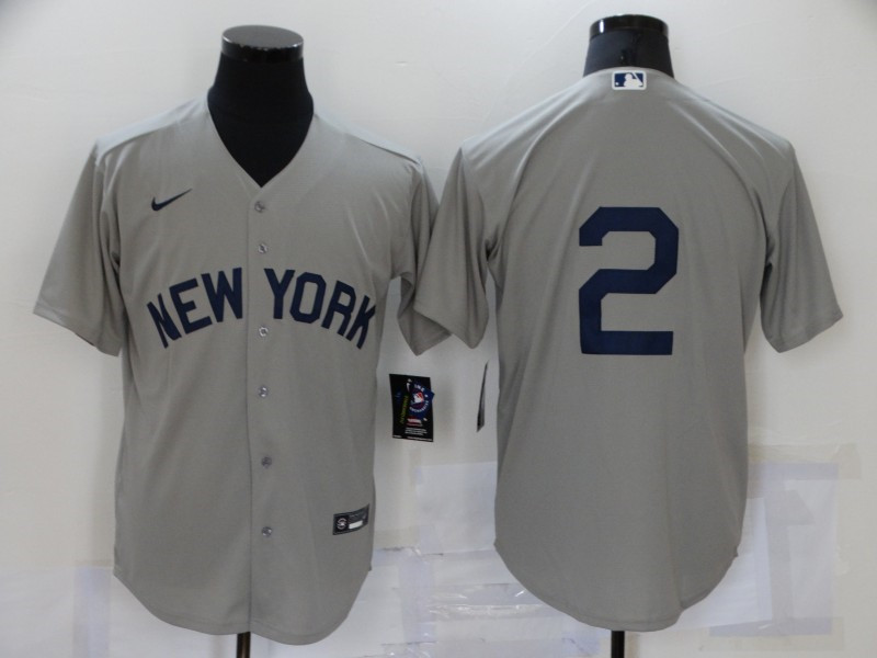 Yankees 2 Derek Jeter Gray Nike 2021 Field Of Dreams Cool Base Jersey