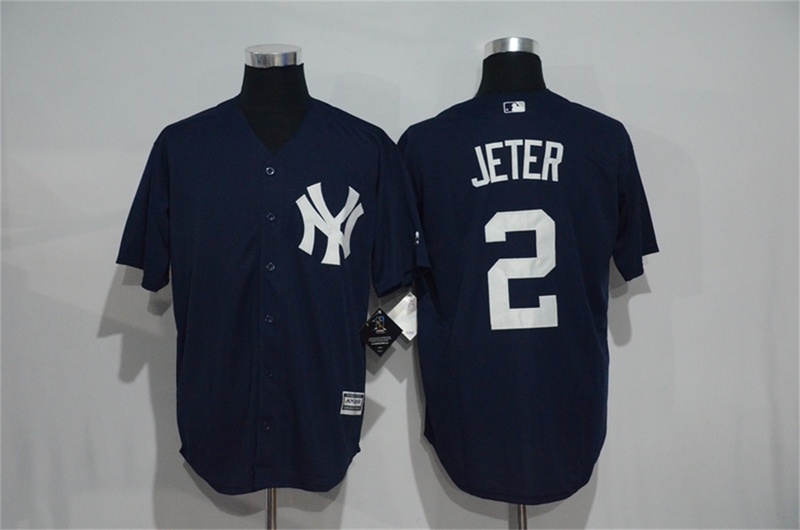 Yankees 2 Derek Jeter Navy Blue New Cool Base Stitched MLB Jersey