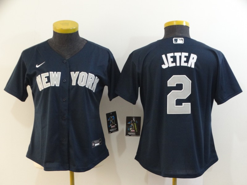 Yankees 2 Derek Jeter Navy Women 2020 Nike Cool Base Jersey