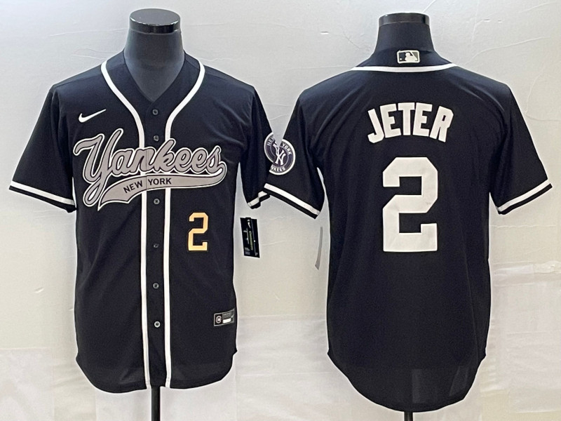 Yankees 2 Derek Jeter Number Black Cool Base Jersey